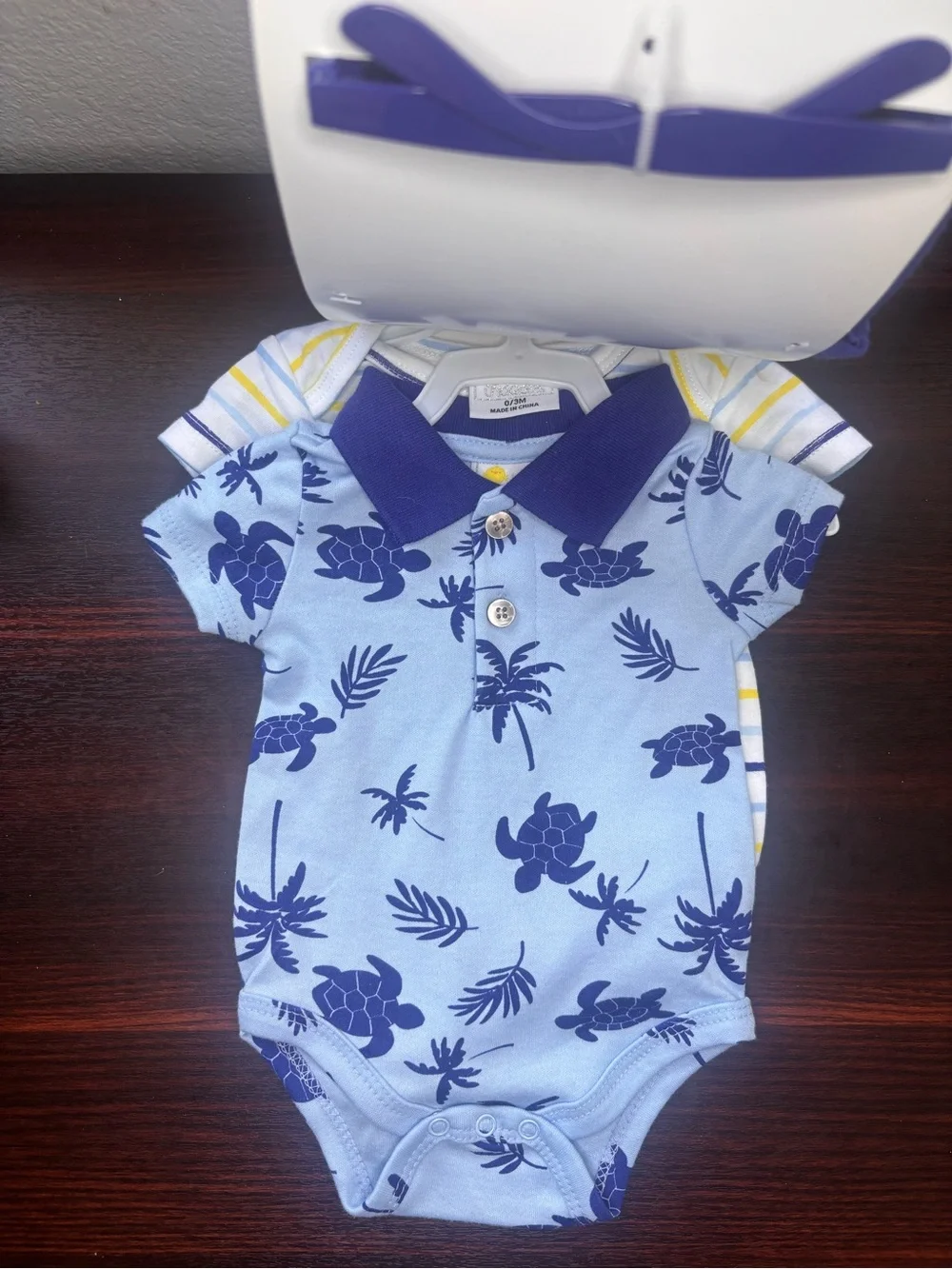 NWT Little Chickadees 0-3 Baby Boy 2-Pack Onesie’s w/Hat & Sunglasses Set
